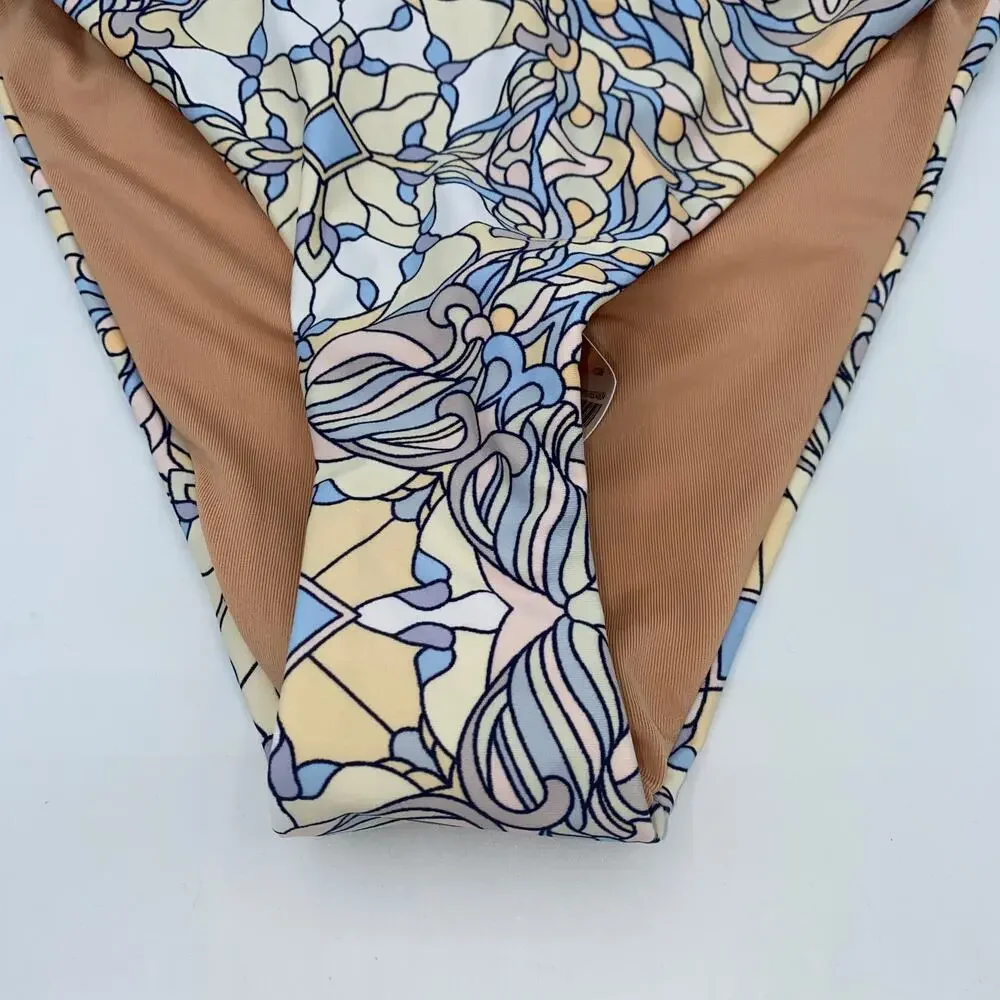 NWT J. Crew Floral Cheeky Curved Waist Bikini Swim Bathing Suit Bottom Small
